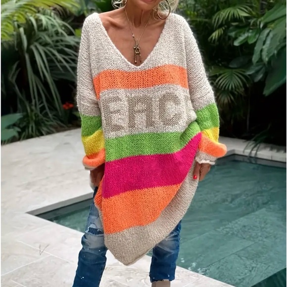 Colourful knitted tunic/dress - Picture 1 of 5